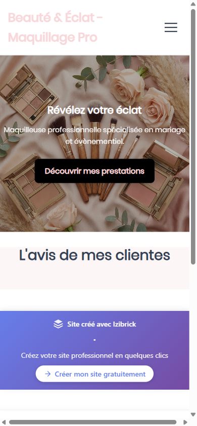 Le même site affiché sur smartphone